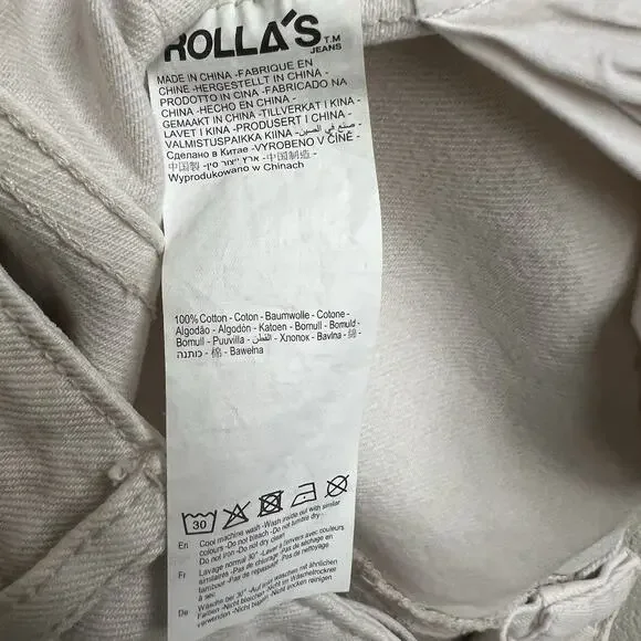 ROLLAS Original High Rise Straight Jeans Salt Color Cream Sz 28 Retro Pockets - Picture 10 of 10